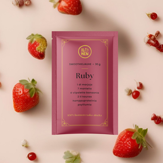 Smoothiejauhe Ruby, mansikka-puolukka 30g